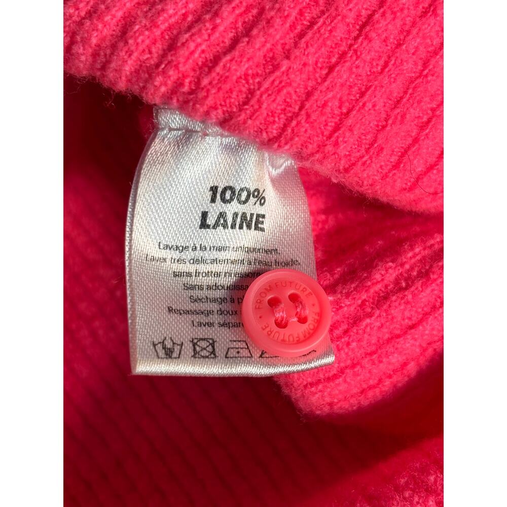From Future Fuchsia Pink Ribbed Wool Cardigan Button Front Fitted Cropped - Picture 7 of 8